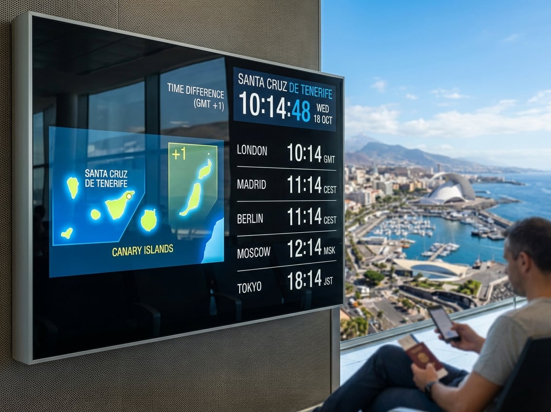Guide til tidsforskel og tid i Santa Cruz de Tenerife